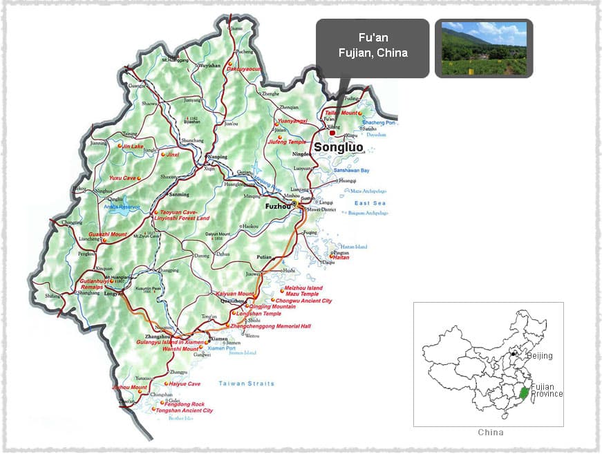 Map of Fuan, Fujian