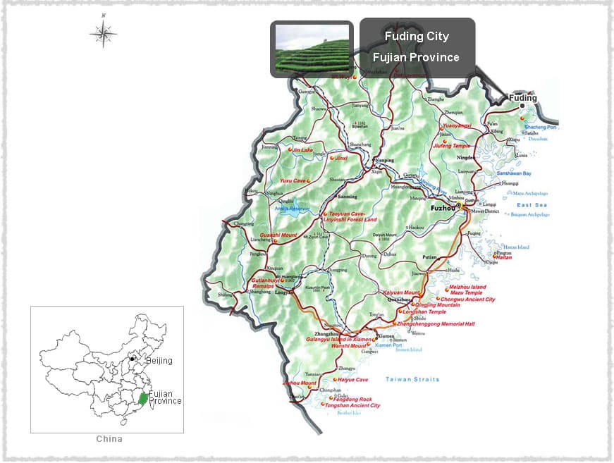 Map of Fuding, Fujian
Fuding City
Fujian Province
