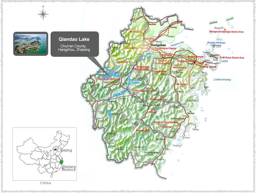 Map of Qiandao Lake