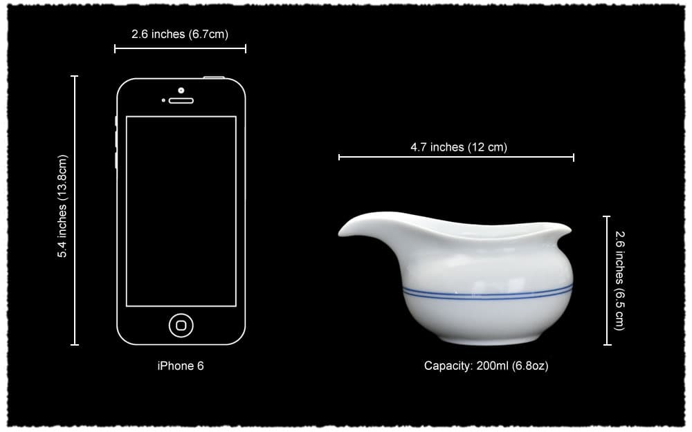 dimension of blue lines gaiwan tea pitcher