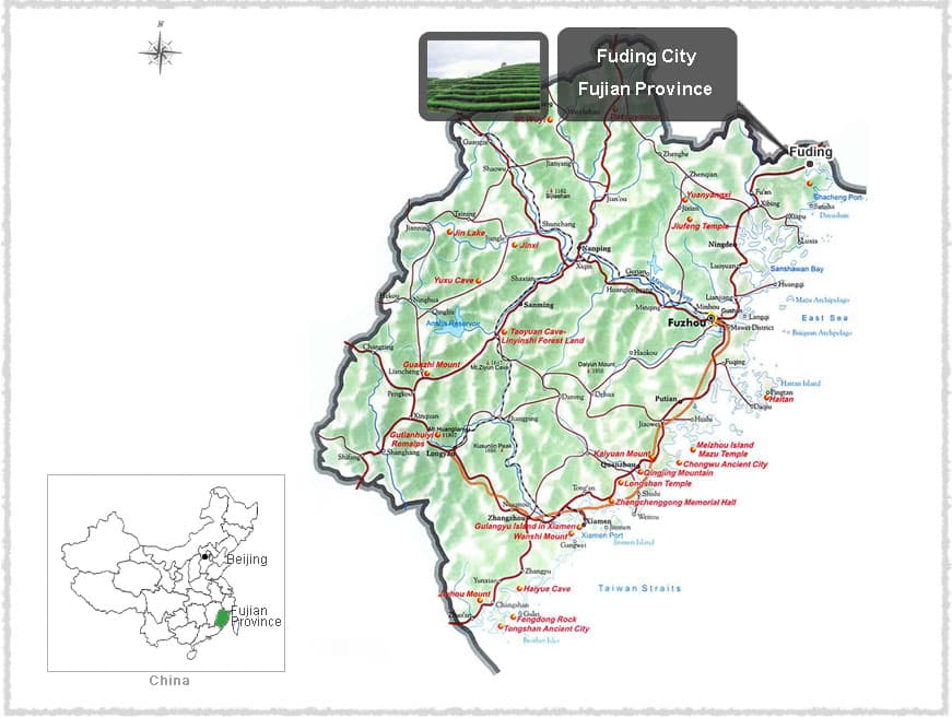 Map of Fuding, Fujian