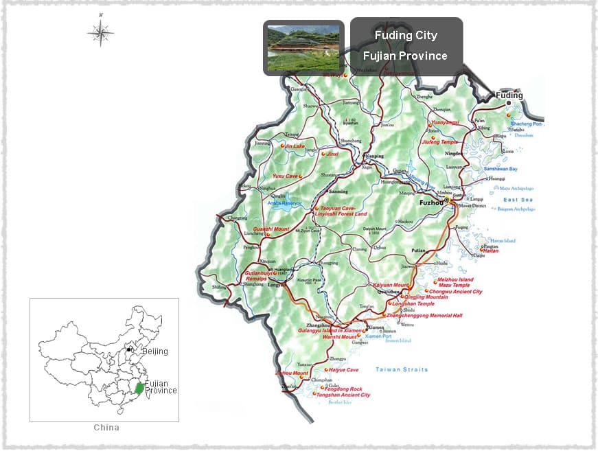 Map of Fuding, Fujian