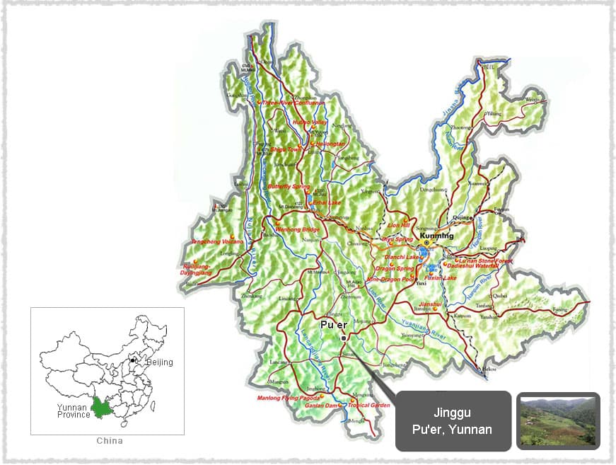 Map of Jinggu, Yunnan